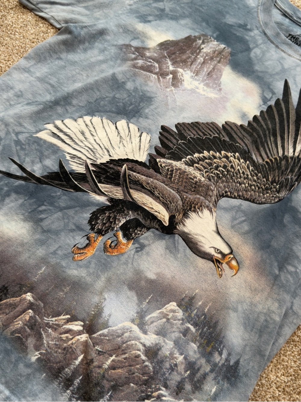 Vintage 90s The Mountain Eagle Tee Tie Dye Nature Graphic Mens M - Picture 2 of 7